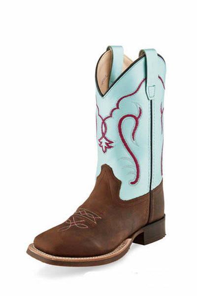 OLD WEST CHILDREN'S OILD BROWN & Turquoise Boot - Patton's