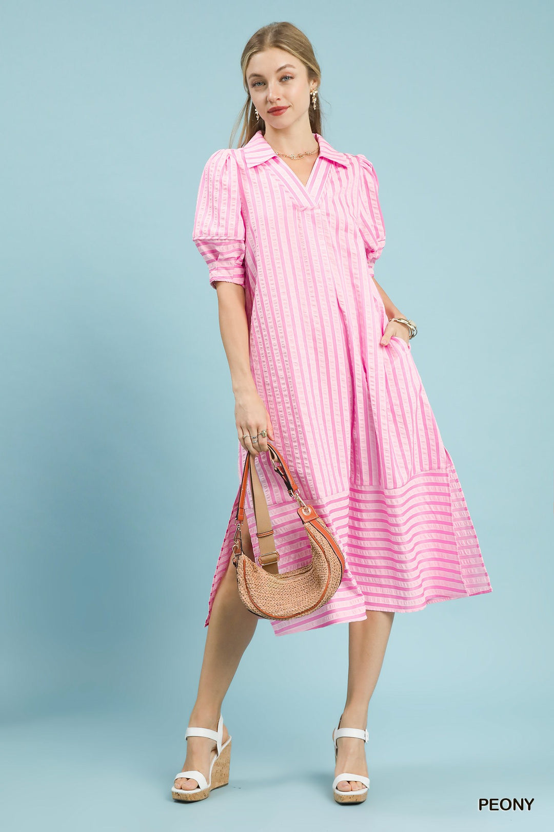 momo　Plage Puff Sleeves ブラウス　新品ピンク Anisa Eyelet Puff Sleeve Cutout Maxi Dress – VICI